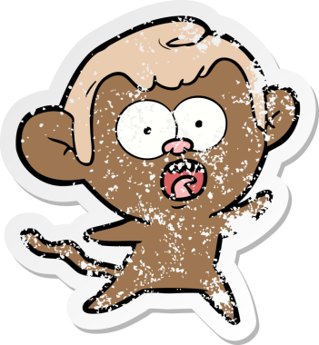 Bir insan tarafından çizilmiş, şok olmuş bir maymunun sıkıntılı çıkartması.