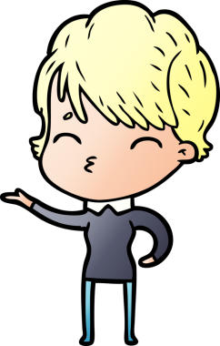 Bir insan tarafından çizilmiş bir çizgi film kadını.