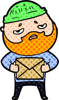 Bir insan tarafından çizilmiş sakallı endişeli bir adam.