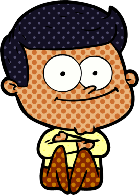 Bir insan tarafından çizilmiş mutlu bir adam.