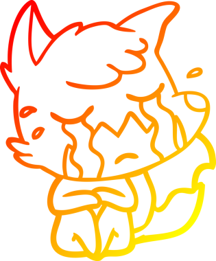 Bir insan tarafından çizilmiş ağlayan tilki çizgi filmi.