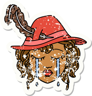 Retro Dövme Tarzı Bir insan tarafından çizilmiş ağlayan insan ozanı