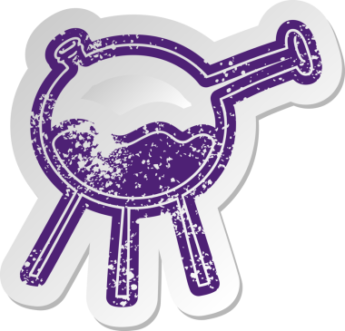 Bir insan tarafından çizilmiş bilim test tüpünün sıkıntılı eski çizgi film çıkartması.