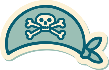 Bir insan tarafından çizilmiş geleneksel bir korsan başörtüsü stili dövme çıkartması.