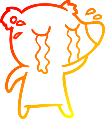 Bir insan tarafından çizilmiş ağlayan bir ayının sıcak çizgi çizimi