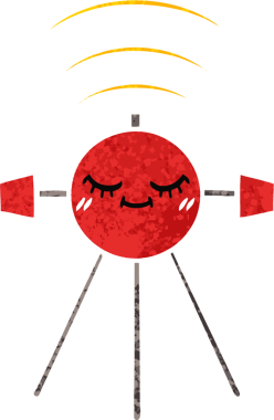 Bir insan tarafından çizilmiş bir uydunun retro çizim tarzı karikatürü