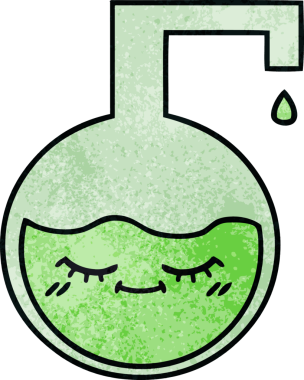 Bir insan tarafından çizilmiş bir bilimsel deneyin retro grunge doku karikatürü