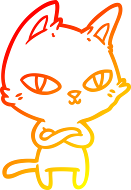 Bir insan tarafından çizilmiş çizgi film kedisinin sıcak çizgi çizimi