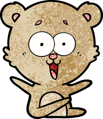 Bir insan tarafından çizilmiş gülen oyuncak ayı çizgi filmi.