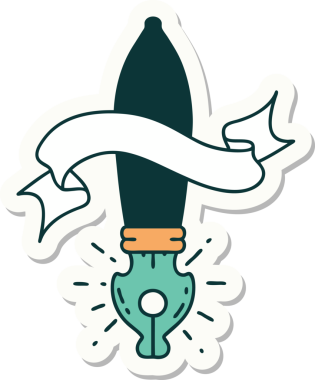 Bir insan tarafından çizilmiş dövme stili dolmakalem çıkartması.