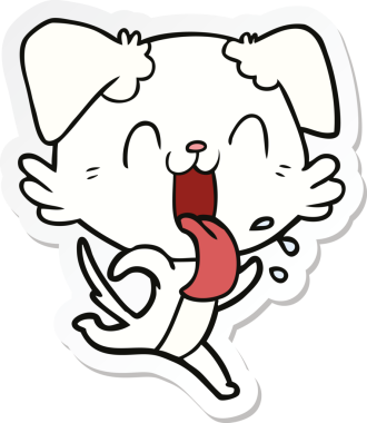 Bir insan tarafından çizilmiş nefes nefese kalmış bir köpeğin çıkartması.