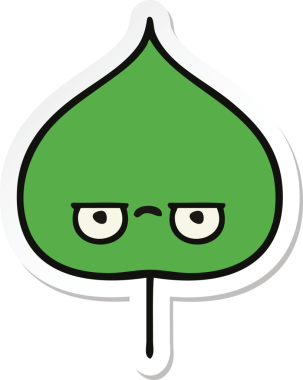 Bir insan tarafından çizilmiş sevimli bir çizgi film yaprağının çıkartması.