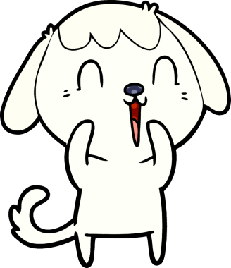 Bir insan tarafından çizilmiş şirin bir çizgi film köpeği.