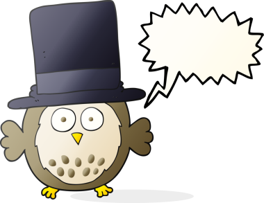 Bir insan tarafından çizilmiş silindir şapkalı bir baykuş.