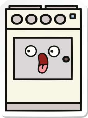 Bir insan tarafından çizilmiş şirin bir mutfak fırınının çıkartması.