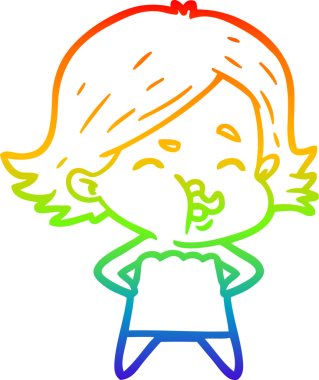 Gökkuşağı gradyan çizgi çizimi Bir insan tarafından çizilen bir kız karikatürü