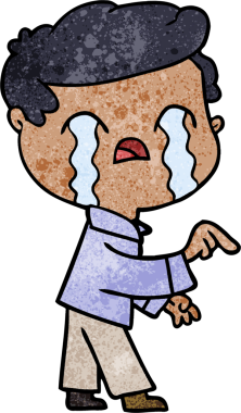 Bir insan tarafından çizilmiş ağlayan çizgi film adamı.