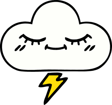 Bir insan tarafından çizilmiş bir gök gürültüsü bulutu çizgi filmi.