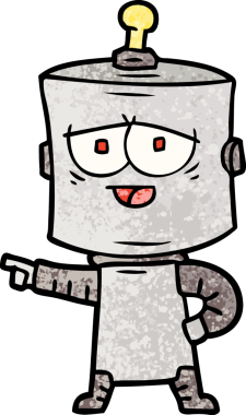 Bir insan tarafından çizilmiş çizgi film robotu