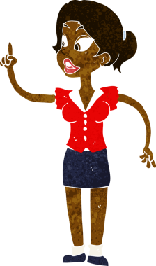 Bir insan tarafından çizilmiş harika bir fikri olan karikatür kadın.