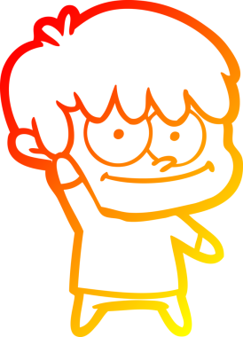 Bir insan tarafından çizilmiş mutlu bir çizgi film karakteri çizimi.