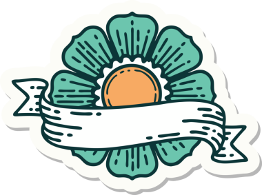 Geleneksel bir çiçek stili ve bir insan tarafından çizilmiş dövme etiketi.