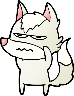 Bir insan tarafından çizilmiş rahatsız kurt çizgi filmi.