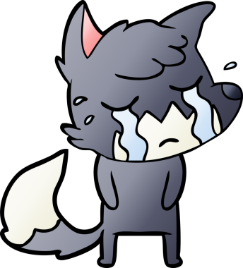 Bir insan tarafından çizilmiş ağlayan tilki çizgi filmi.