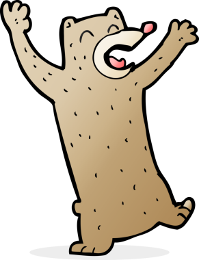 Bir insan tarafından çizilmiş çizgi film ayısı.