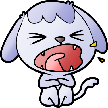 Bir insan tarafından çizilmiş şirin bir çizgi film köpeği.