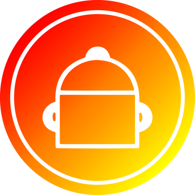 Bir insan tarafından çizilmiş sıcak eğimli tencere dairesel simgesi