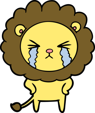 Bir insan tarafından çizilmiş ağlayan bir aslan.