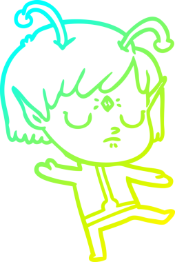 Bir insan tarafından çizilmiş bir uzaylı kız çizgi filmi.