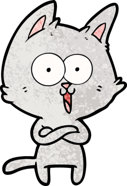 Bir insan tarafından çizilmiş komik çizgi film kedisi.