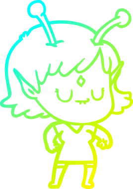 Bir insan tarafından çizilmiş bir uzaylı kız çizgi filmi.