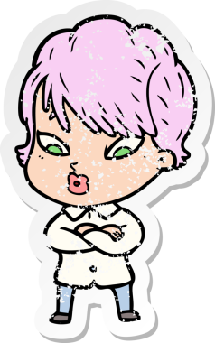 Bir insan tarafından çizilmiş karikatür bir kadının sıkıntılı çıkartması.