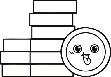 Bir insan tarafından çizilmiş bozuk paraların çizgi çizimi