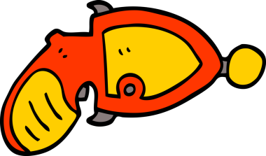 Bir insan tarafından çizilmiş el çizimi karikatür ışın silahı.