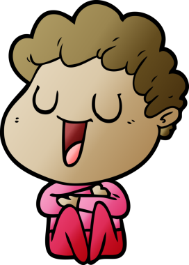 Bir insan tarafından çizilmiş gülen karikatür adam.