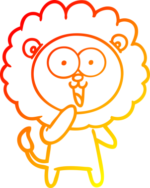 Bir insan tarafından çizilmiş mutlu çizgi film aslanının sıcak çizgi çizimi