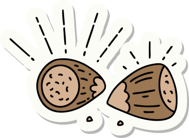 Bir insan tarafından çizilmiş dövme stili fındık çıkartması.