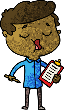 Bir insan tarafından çizilmiş karikatür adam konuşuyor.