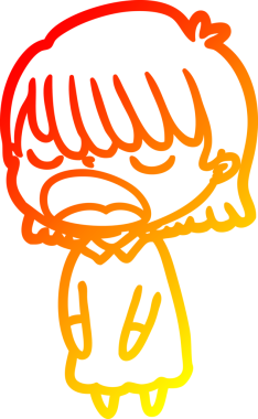 Bir insan tarafından yüksek sesle çizilmiş bir çizgi film kadını çizimi.