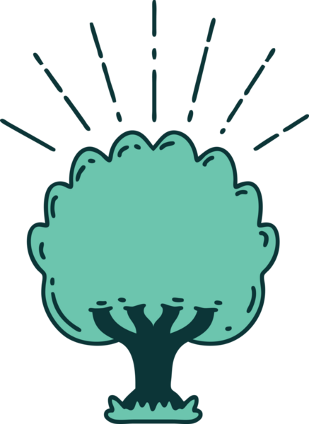 Bir insan tarafından çizilmiş geleneksel dövme ağacının çizimi