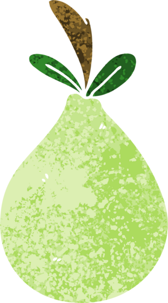 Bir insan tarafından çizilmiş retro illüstrasyon tarzı tuhaf çizgi film armudu.