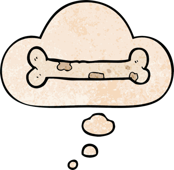 bir insan tarafından çizilmiş grunge doku biçiminde düşünce baloncuğu olan karikatür kemiği