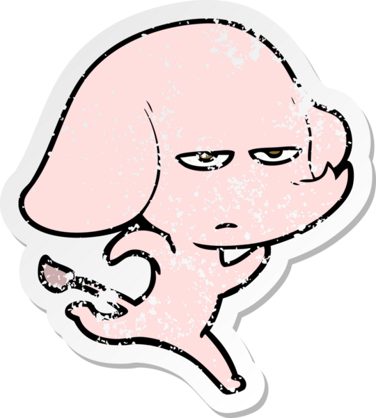 Bir insan tarafından çizilmiş kızgın bir fil çıkartması.