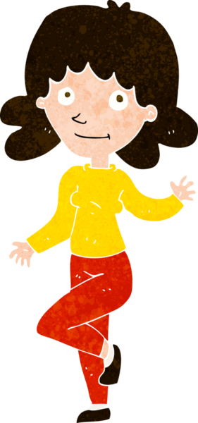 Çizgi film dostu bir kadın bir insan tarafından çiziliyor.