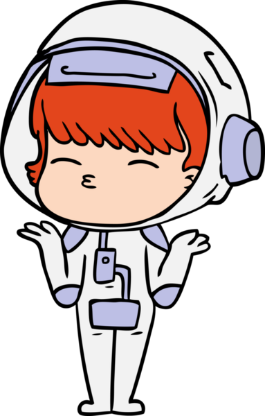 Bir insan tarafından çizilmiş meraklı astronot çizgi filmi.