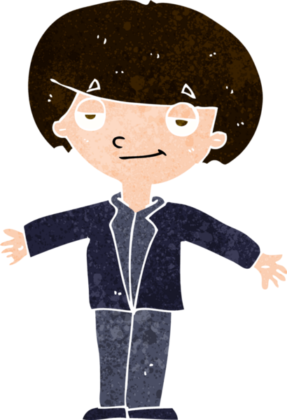 Bir insan tarafından çizilmiş kendini beğenmiş bir çocuk.